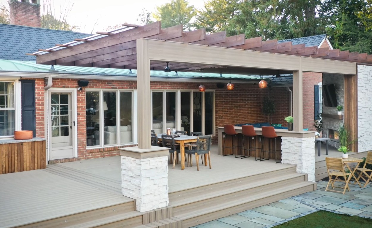 Custom deck with pergola design in Manchester, NH